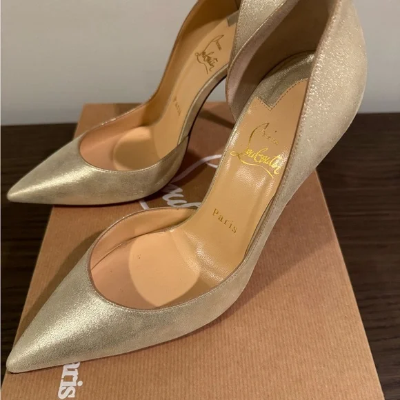 Christian Louboutin Iriza Metallic Gold d’Orsay Pumps - Picture 2 of 6